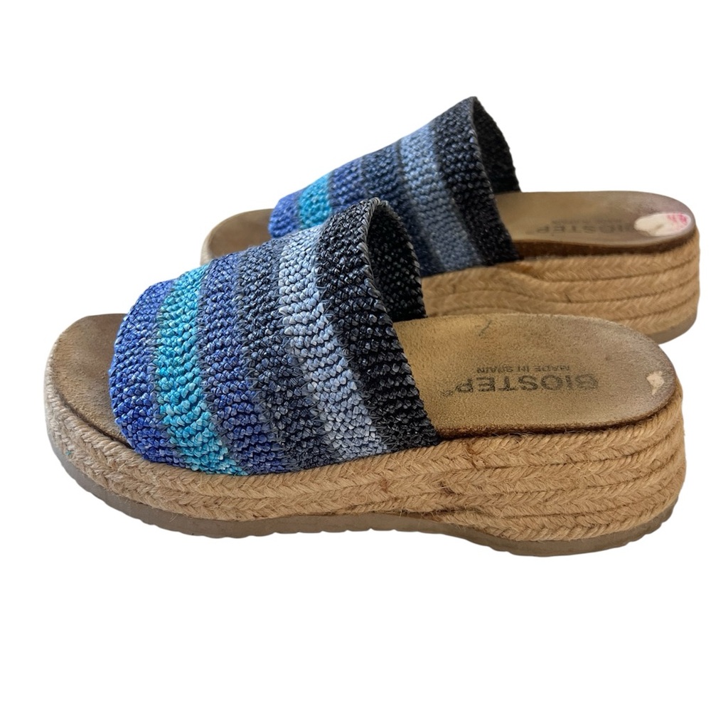 Biostep Platform Espadrille Sandals Made in Spain Blue Woven Upper Sz 7 - Picture 3 of 10